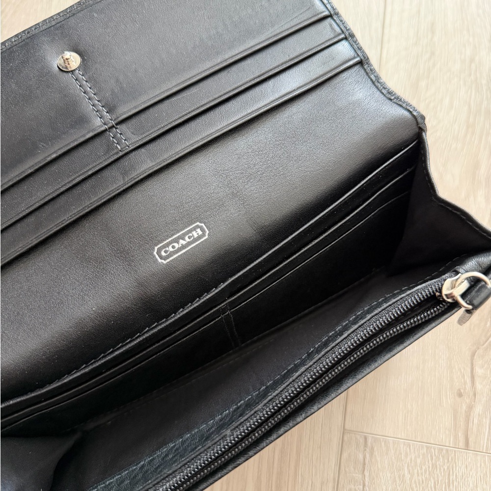 Coach Black Wallet with Silver Detail - Picture 3 of 3